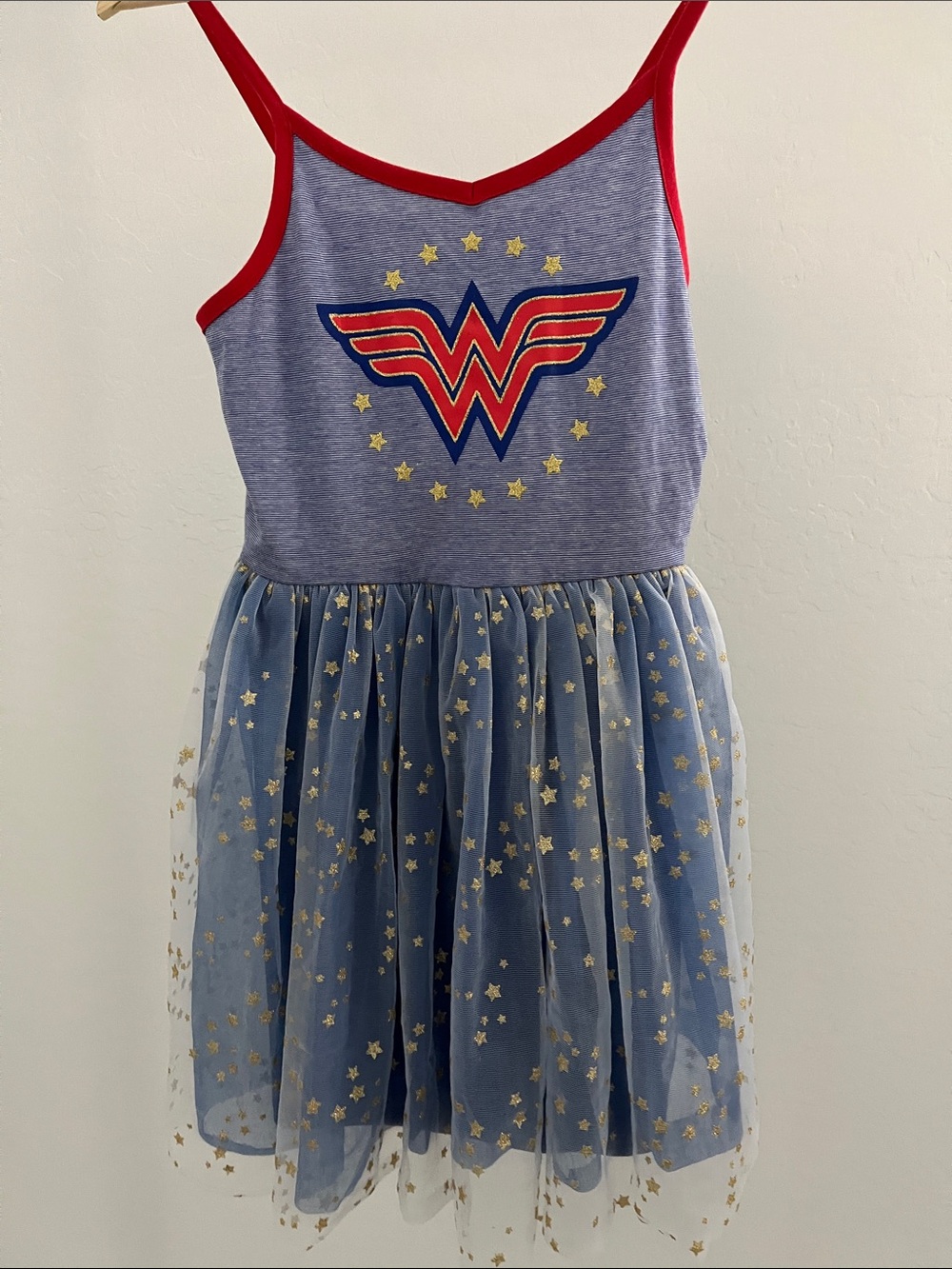 Wonder Woman Girls' Blue and Red Tutu Dress L 10/12